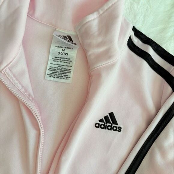 Adidas Full-zip Pink Track Jacket Size Medium 10/12 - Picture 2 of 6